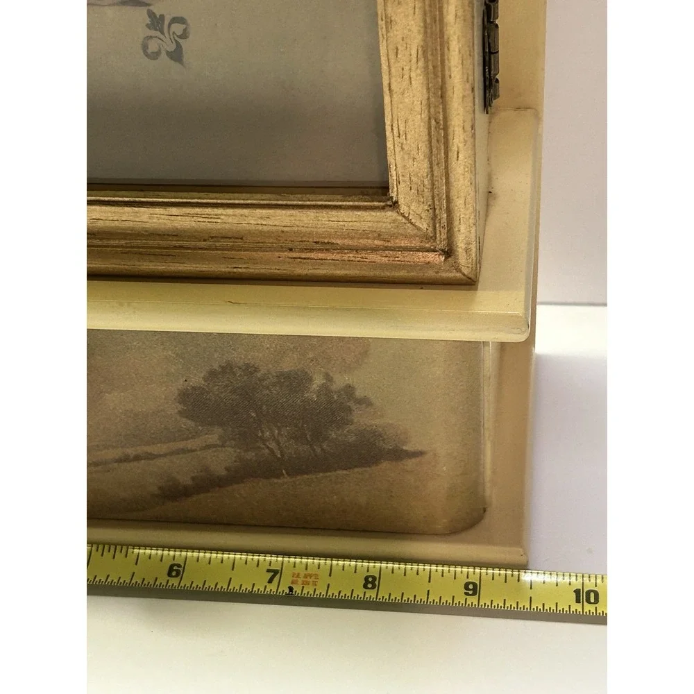 Vintage Victorian Style Wood Wall Clock Key Cabinet‎ Storage Drawer Cream Gold